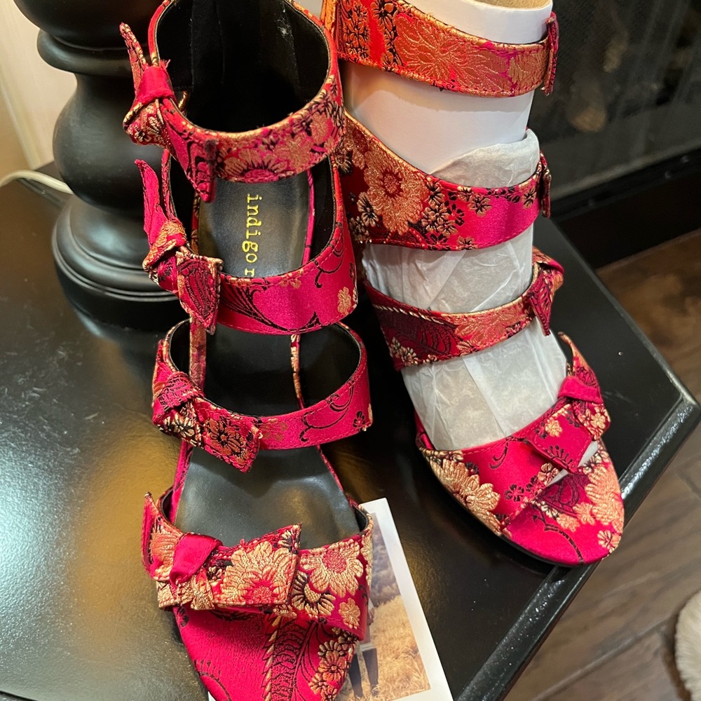 Indigo Red Floral Women's Sandals